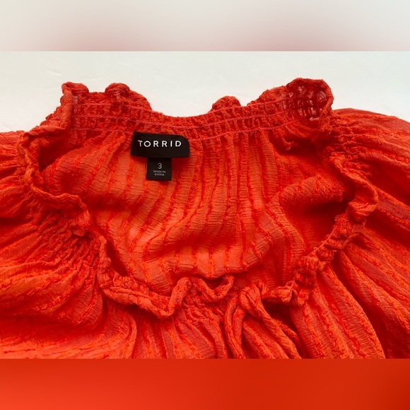 TORRID Stripe Gauze Lace-Up Peasant Top Size 3X - Picture 8 of 11
